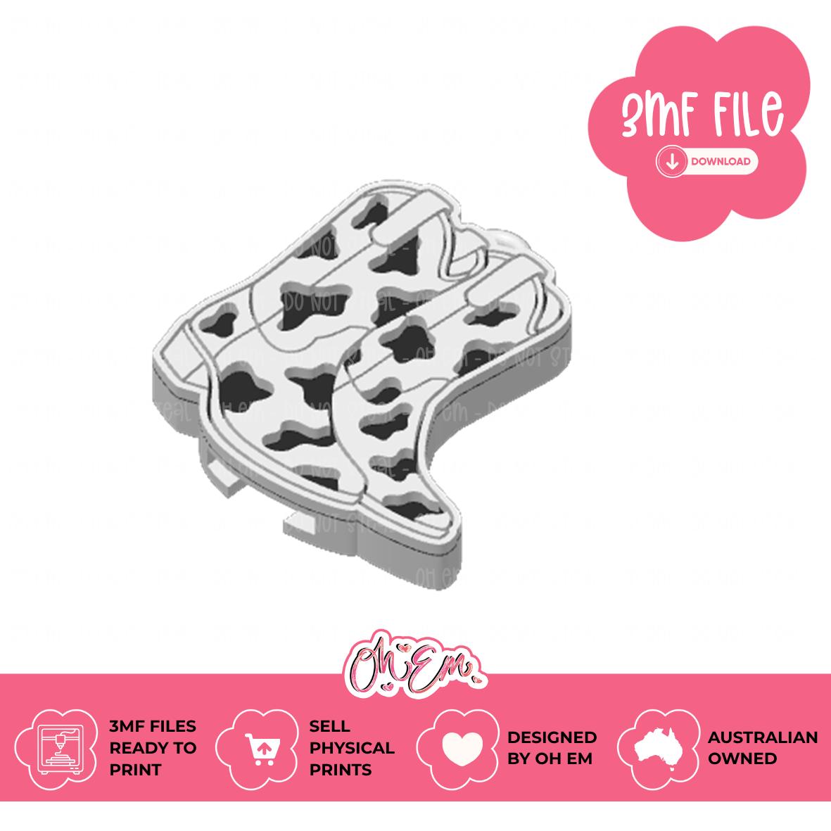 3D Print Files | Cow Print Boots