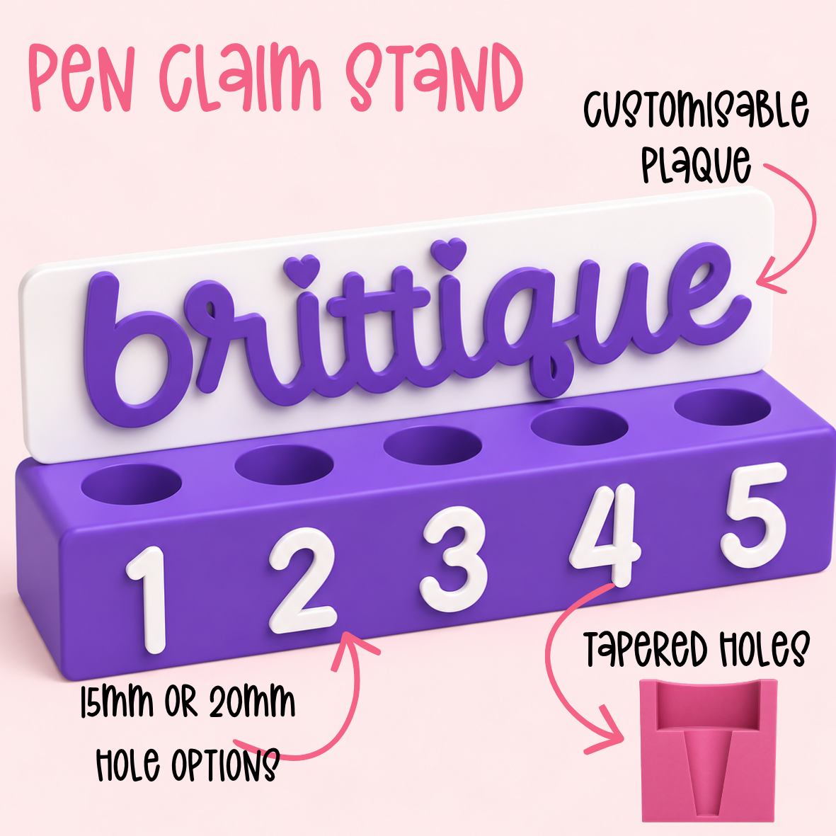 3D Print File | Pen Claim Stand w/ Plaque
