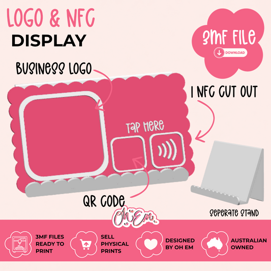 3D Print File | 3D Print File | Logo, QR & NFC Business Display