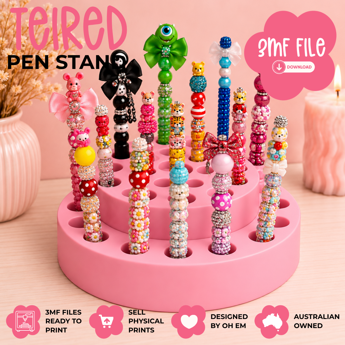 3D Print File | 2 Teir Spinning Pen Stands