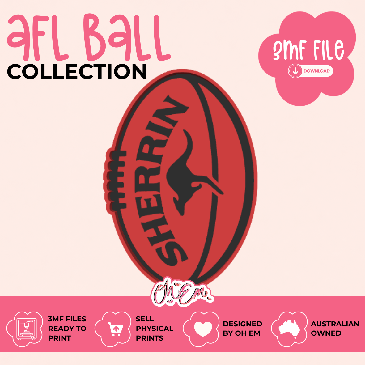 3D Print Files | Aussie Rules Ball