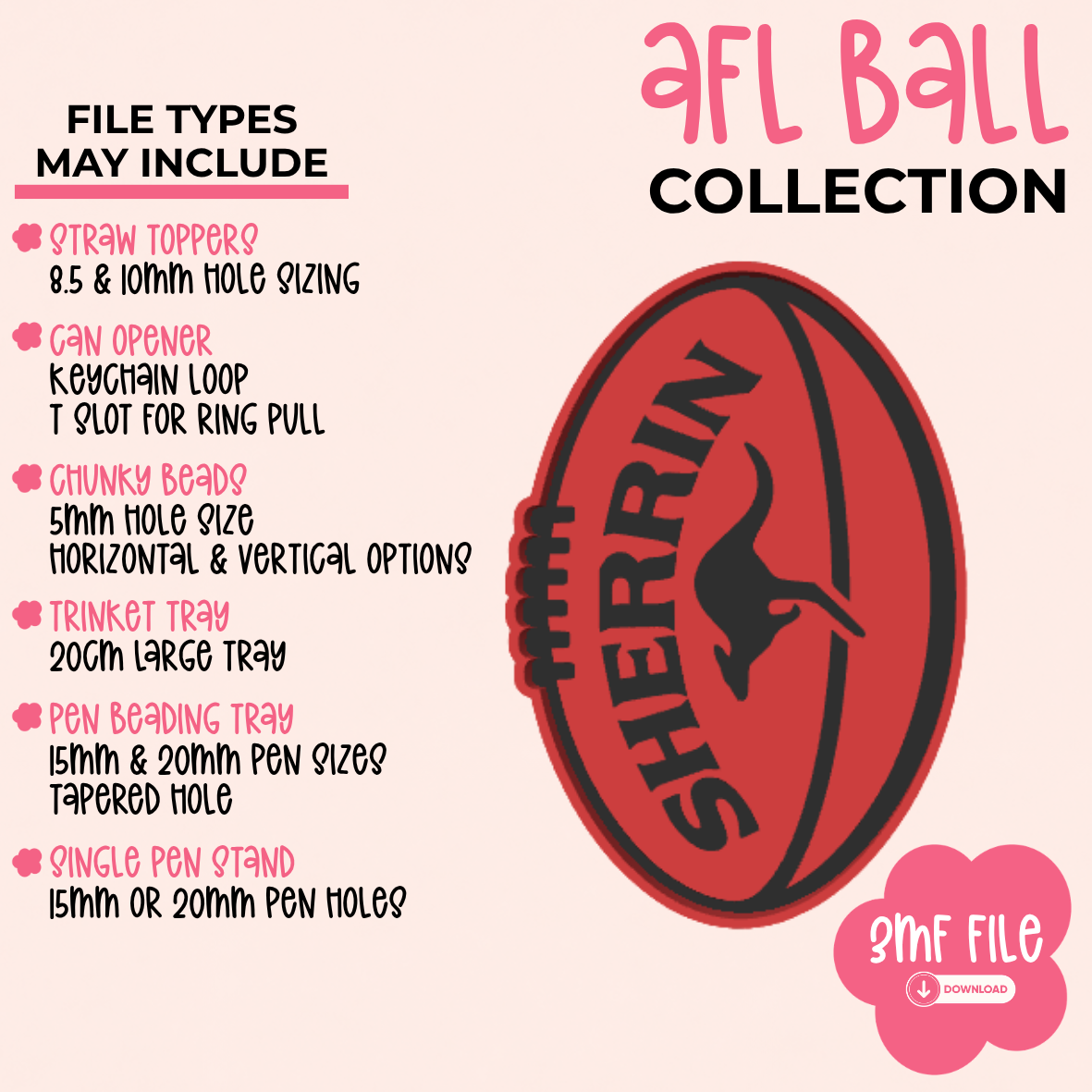 3D Print Files | Aussie Rules Ball