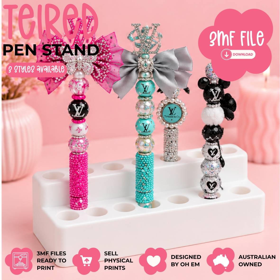 3D Print File | 2 Teir Rectangle Pen Stands