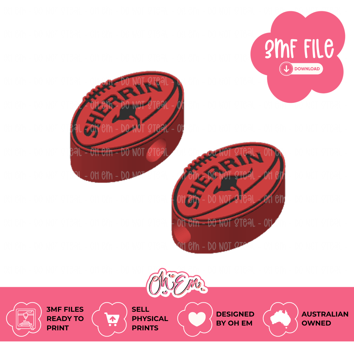 3D Print Files | Aussie Rules Ball